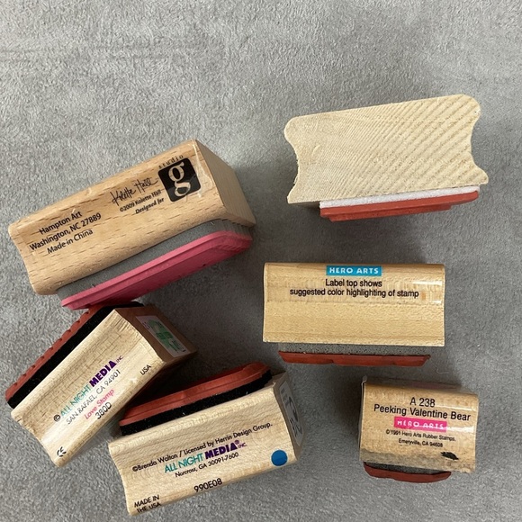 Vintage & new teddy bear frames heart rubber stamp lot - Picture 5 of 7